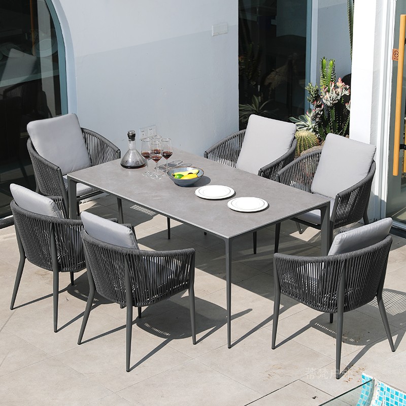 Outdoor Patio Garden Waterproof Black Restaurant Dining Rattan Chair - 图片 3