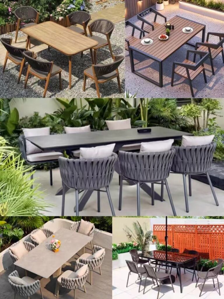 garden table and chairs