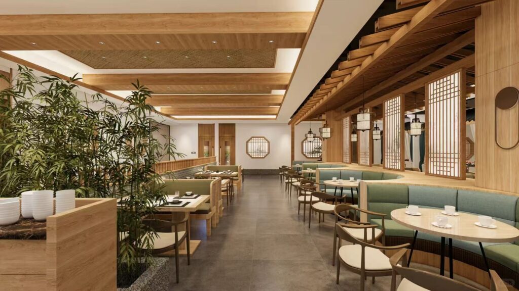 cafe lounge set with sofa and coffee tables